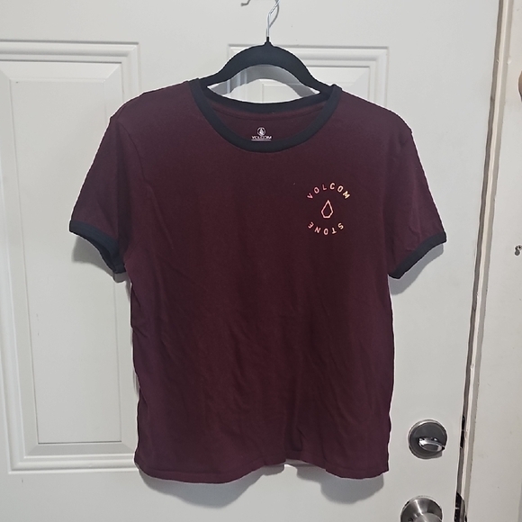 Volcom Burgundy Short Sleeve Tee - Picture 1 of 6